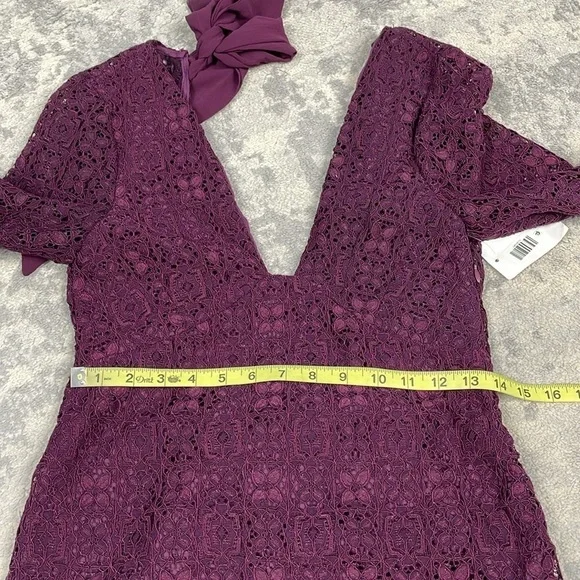 Free People Honey Honey Lace Long Sleeve Mini Dress Burgundy Purple Defect 2 - Picture 6 of 14
